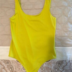 Lime Green Express Body Contour High Compression Scoop Neck Bodysuit